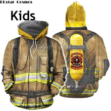 Load image into Gallery viewer, Family matching Outfits monther Kids clothes Firefighter Suit 3D Print Hoodies Fireman son daughter t shirts/Sweatshirt/Jacket 2