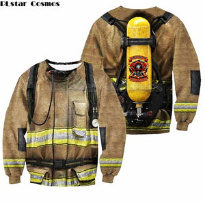 Family matching Outfits monther Kids clothes Firefighter Suit 3D Print Hoodies Fireman son daughter t shirts/Sweatshirt/Jacket 2