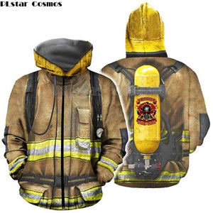 Family matching Outfits monther Kids clothes Firefighter Suit 3D Print Hoodies Fireman son daughter t shirts/Sweatshirt/Jacket 2