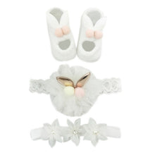 Load image into Gallery viewer, Newborn Baby Girls Headband Bow Flowers Cloth Hair Bands Hair Accessories Socks Gift Boxes Three-piece Suit