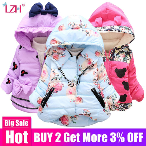 LZH Baby Girls Jacket 2019 Autumn Winter Jacket For Girls Coat Kids Warm Hooded Outerwear Coat For Girls Clothes Children Jacket